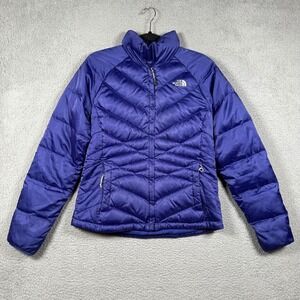 The North Face 550 Goose Down Puffer Jacket Women's M Purple Quilted Full Zip